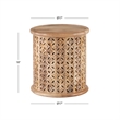 Linon Lainey Wood Hand Carved Side Table in Natural