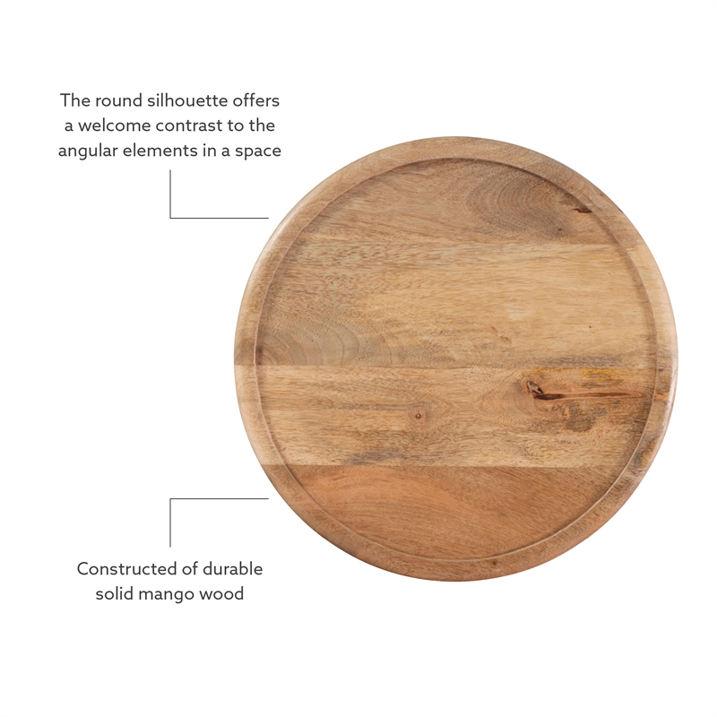 Linon Lainey Wood Hand Carved Side Table in Natural