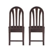 Linon Jerrie Set of 2 Slat Back Faux Leather Dining Chairs in Dark Brown Wood