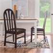 Linon Jerrie Set of 2 Slat Back Faux Leather Dining Chairs in Dark Brown Wood