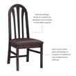 Linon Jerrie Set of 2 Slat Back Faux Leather Dining Chairs in Dark Brown Wood