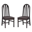 Linon Jerrie Set of 2 Slat Back Faux Leather Dining Chairs in Dark Brown Wood