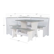 Linon Jackie Two Tone Pine Wood Coastal Corner Dining Nook in Graywash/White