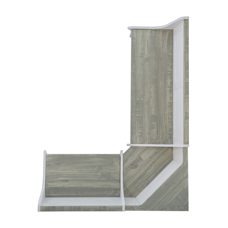 Linon Jackie Two Tone Pine Wood Coastal Corner Dining Nook in Graywash/White