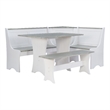 Linon Jackie Two Tone Pine Wood Coastal Corner Dining Nook in Graywash/White
