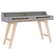 Linon Hoyt Two Tone Wood Desk Open Storage and 2 Drawers in Gray/Natural