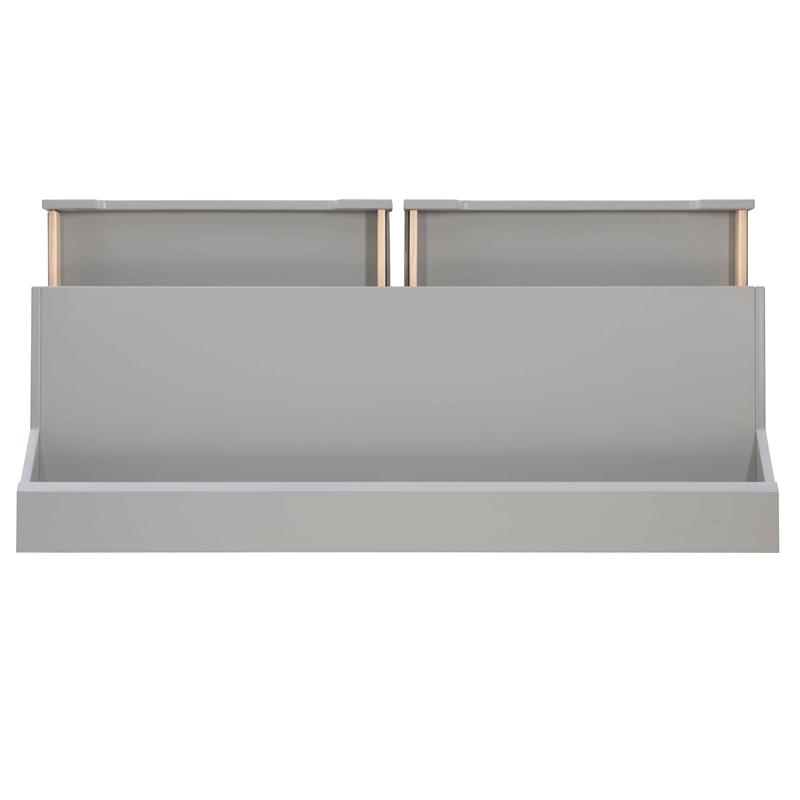 Linon Hoyt Two Tone Wood Desk Open Storage and 2 Drawers in Gray/Natural