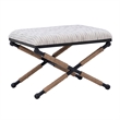 Linon Anna Campaign Accent Stool Metal Legs with Rope Detail in Cream Stripe