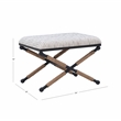 Linon Anna Campaign Accent Stool Metal Legs with Rope Detail in Cream Stripe