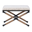Linon Anna Campaign Accent Stool Metal Legs with Rope Detail in Cream Stripe