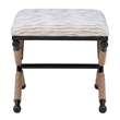 Linon Anna Campaign Accent Stool Metal Legs with Rope Detail in Cream Stripe