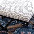 Linon Anna Campaign Accent Stool Metal Legs with Rope Detail in Cream Stripe