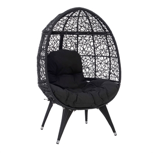 linon cloyd metal indoor outdoor round chair in black