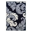 Linon Corfu Damask Frieze Yarn 3'x5' Rug in Black and Gray