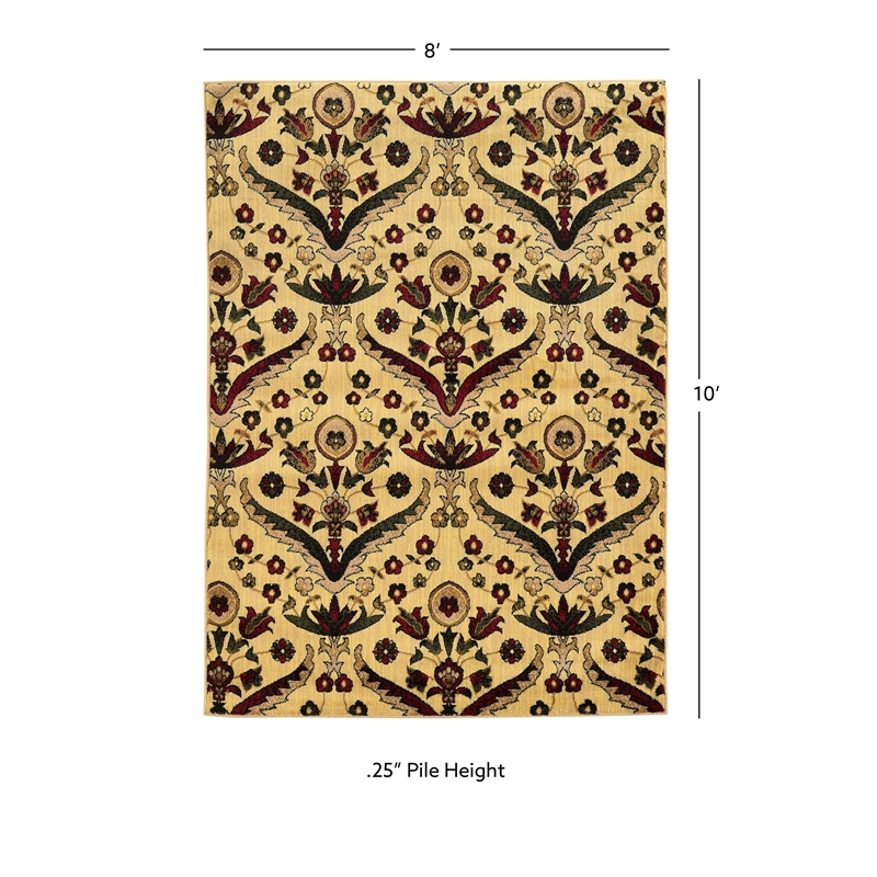 Linon Elegance Chateau Polypropylene 8'x10' Rug in Red and Green