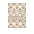 Linon Elegance Damask Polypropylene 8'x10' Rug in Cream and Brown