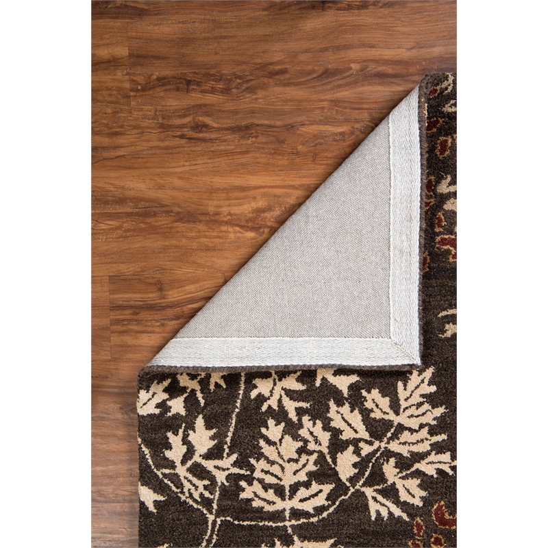Linon Ashton Camilla Wool 9'x12' Rug in Charcoal and Gold