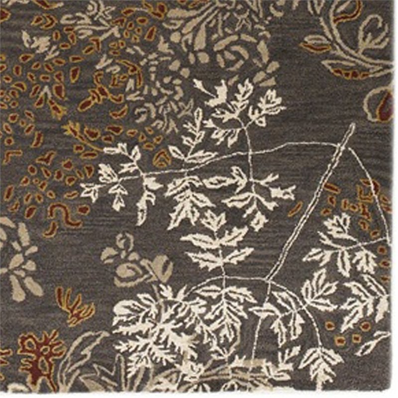 Linon Ashton Camilla Wool 9'x12' Rug in Charcoal and Gold
