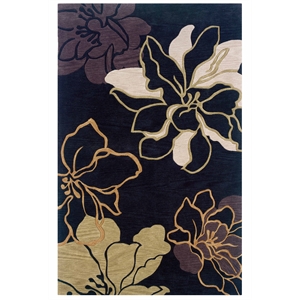 Linon Trio Space Dyed Polyester 5'x7' Rug in Black and Gold