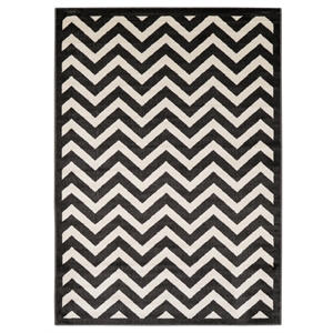 linon elegance chevron polypropylene 8'x10' rug in charcoal and ivory