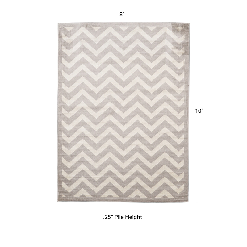 Linon Elegance Chevron Polypropylene 8'x10' Rug in Ivory and Gray