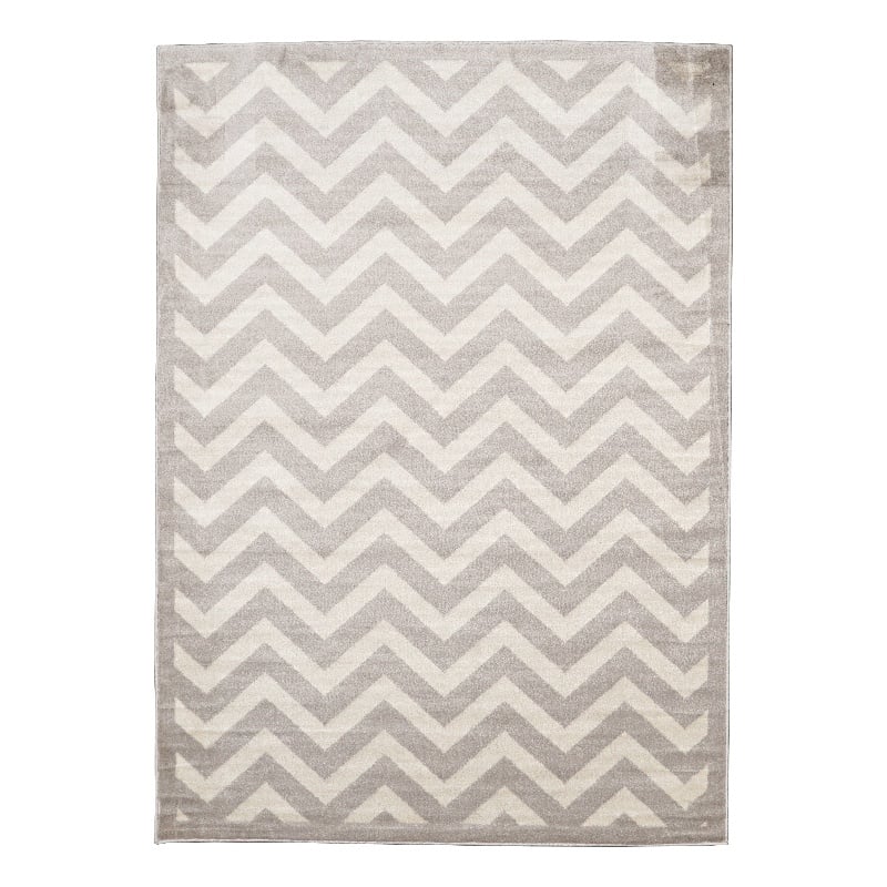 Linon Elegance Chevron Polypropylene 8'x10' Rug in Ivory and Gray