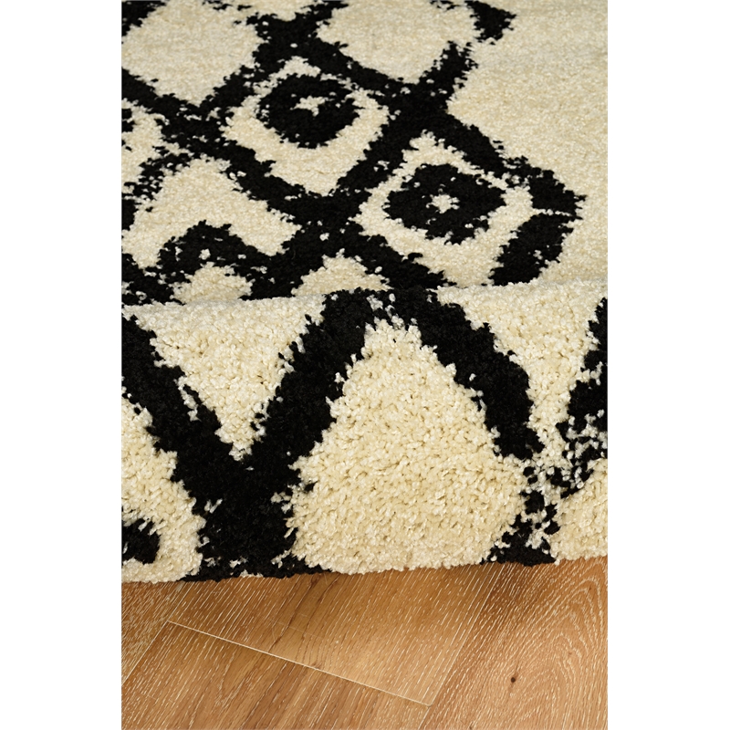 Linon Morrocan Marrakes Polypropylene 3'x5' Rug in Ivory and Black