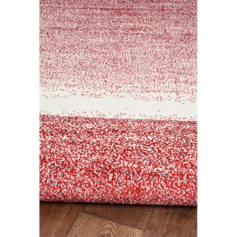 Linon Omar Polypropylene 8'x10' Rug in Red and Ivory