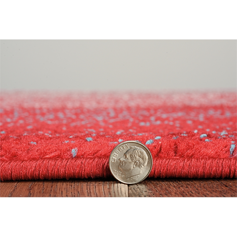 Linon Omar Polypropylene 8'x10' Rug in Red and Ivory