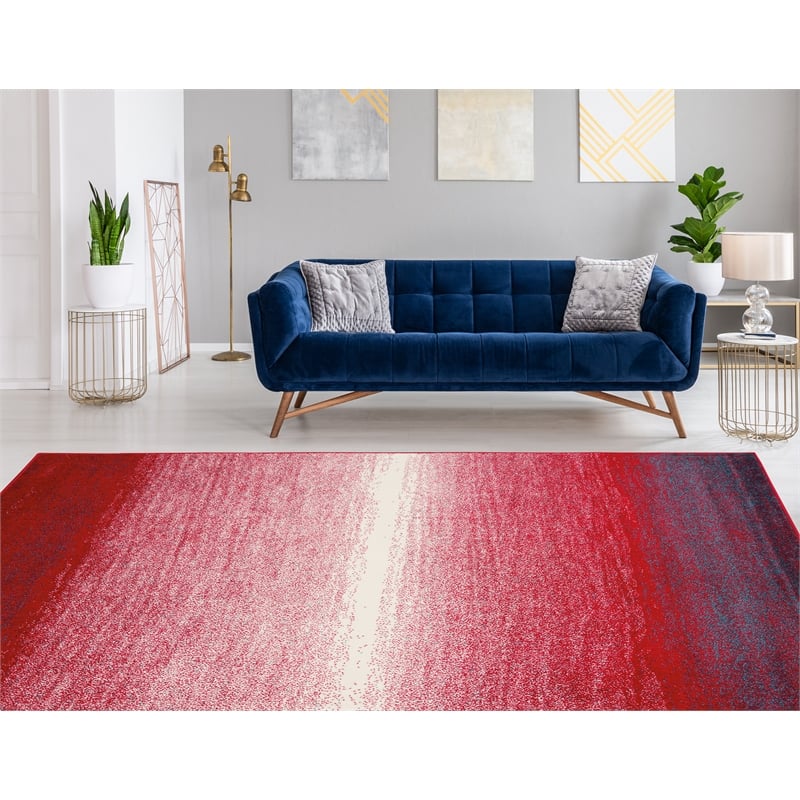 Linon Omar Polypropylene 8'x10' Rug in Red and Ivory