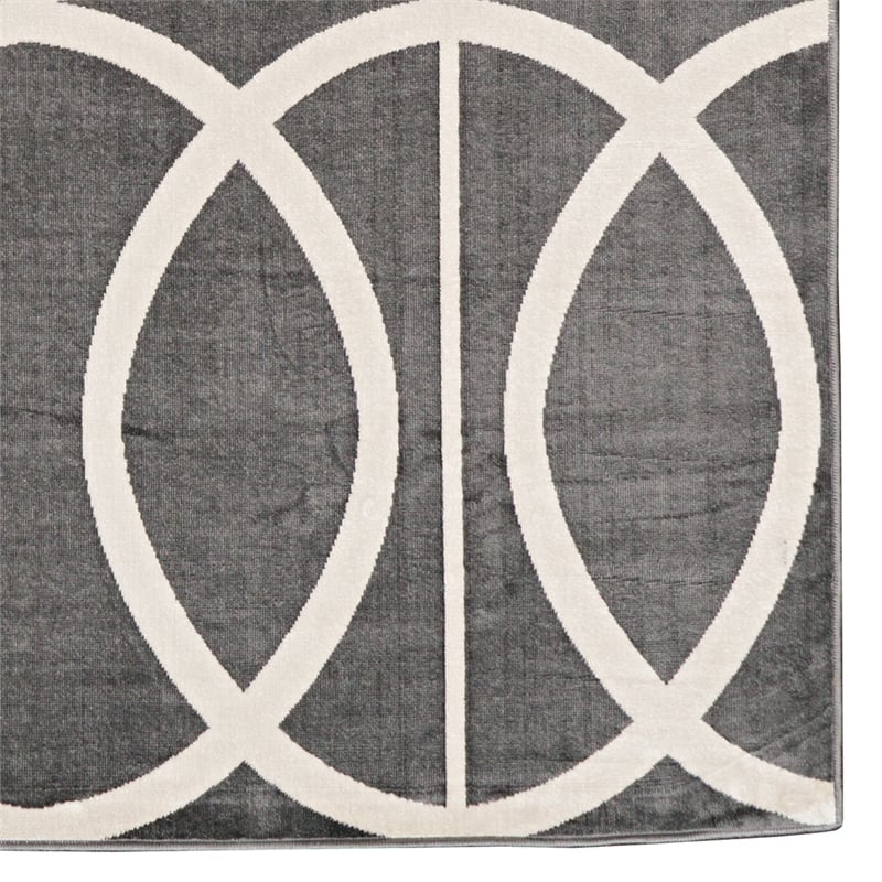 Linon Vintage Arabesque Polyester 8'x10' Rug in Gray and Ivory
