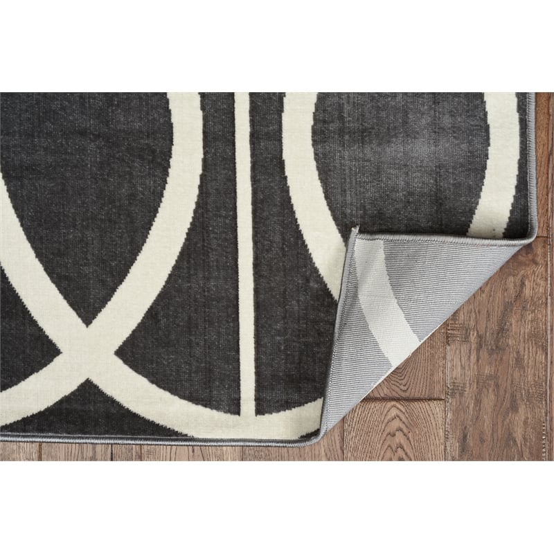 Linon Vintage Arabesque Polyester 8'x10' Rug in Gray and Ivory