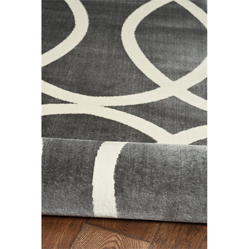 Linon Vintage Arabesque Polyester 8'x10' Rug in Gray and Ivory