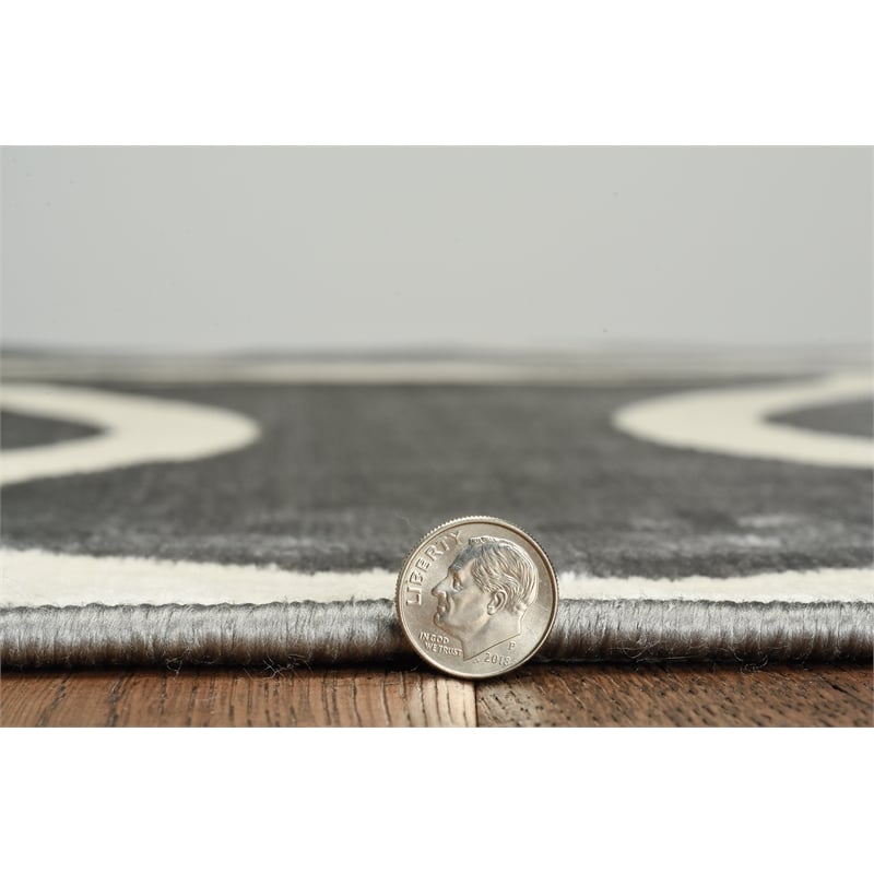 Linon Vintage Arabesque Polyester 8'x10' Rug in Gray and Ivory