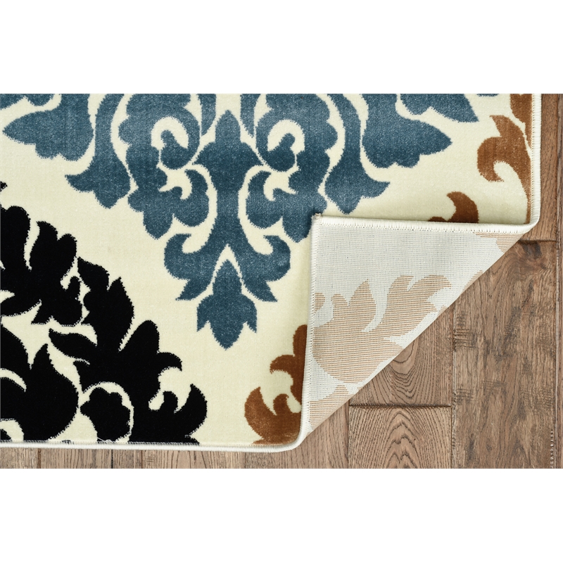 Linon Vintage Esquire Polyester 8'x10' Rug in Ivory and Beige
