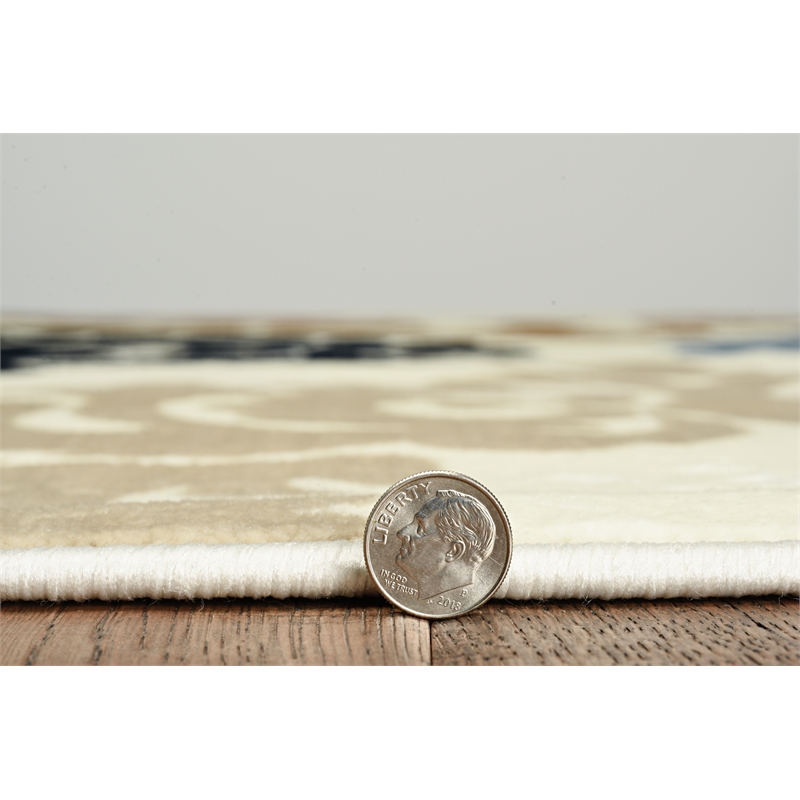 Linon Vintage Esquire Polyester 8'x10' Rug in Ivory and Beige