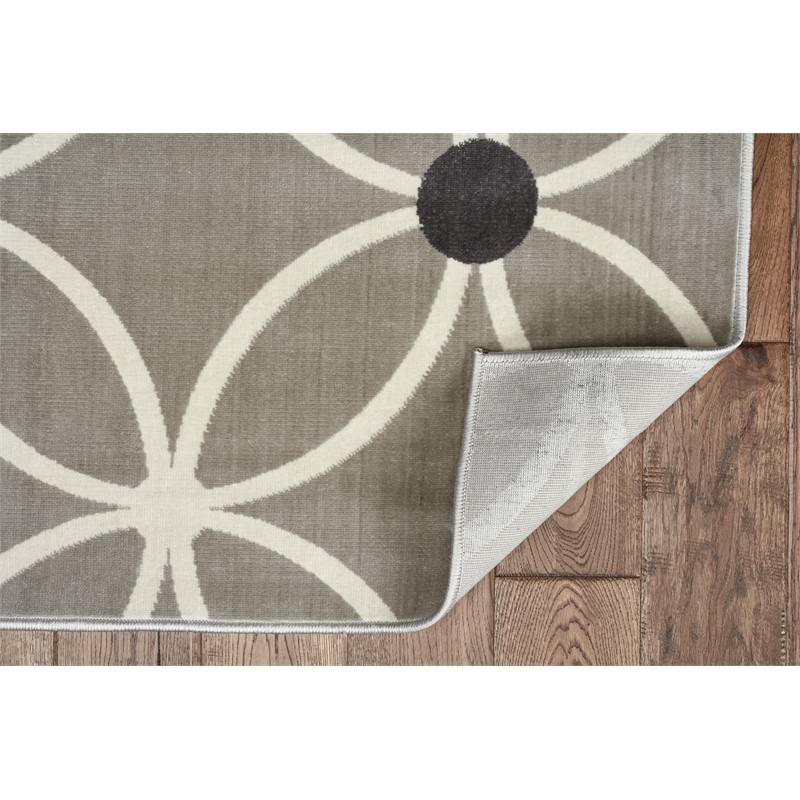 Linon Vintage Tangram Polyester 8'x10' Rug in Gray and Ivory