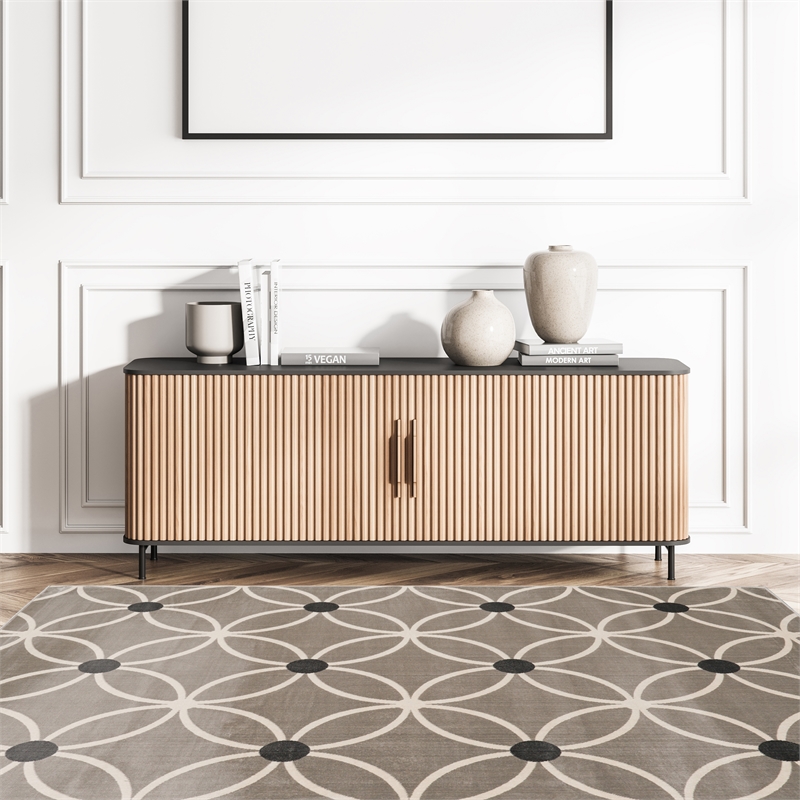 Linon Vintage Tangram Polyester 8'x10' Rug in Gray and Ivory