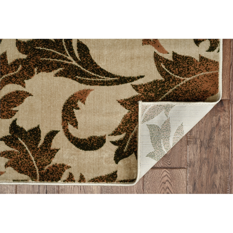Linon Vintage Amore Polyester 8'x10' Rug in Sand and Green