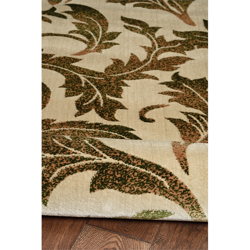 Linon Vintage Amore Polyester 8'x10' Rug in Sand and Green