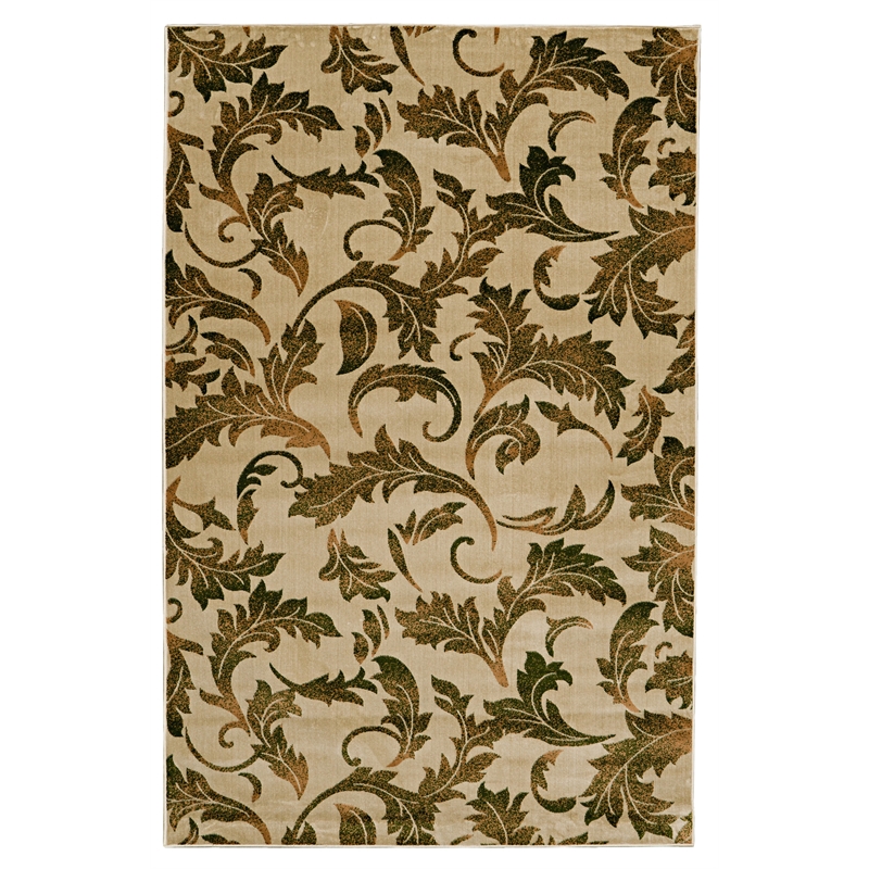 Linon Vintage Amore Polyester 8'x10' Rug in Sand and Green