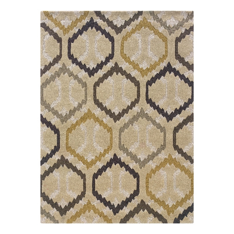 Linon Trio Radley Polyester 5'x7' Rug in Cream and Stone