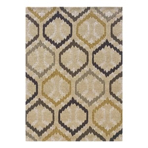 Linon Trio Radley Polyester 5'x7' Rug in Cream and Stone
