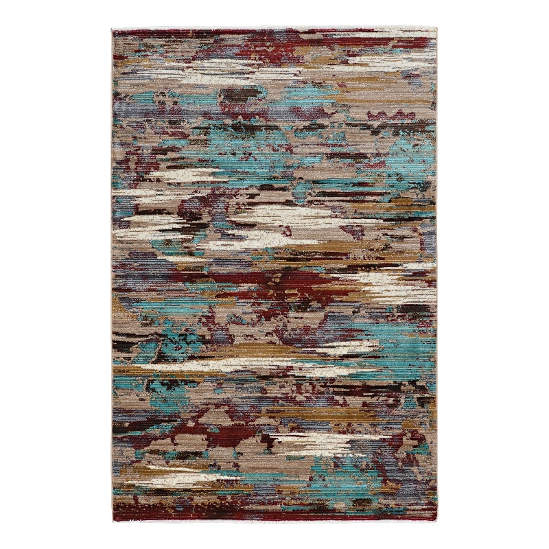 Linon Emporium Sunset Polypropylene 8'x11' Rug in Gold and Burgundy