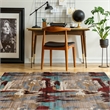 Linon Emporium Volcano Polypropylene 3'x5' Rug in Beige and Teal