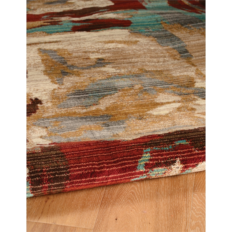 Linon Emporium Volcano Polypropylene 3'x5' Rug in Beige and Teal