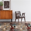 Linon Emporium Volcano Polypropylene 5'x8' Rug in Beige and Teal