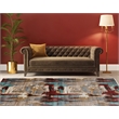 Linon Emporium Volcano Polypropylene 8'x11' Rug in Beige and Teal