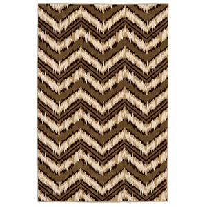 Linon Art Silk Chevron Polyester 5'x7'6&quot Rug in Beige and Ivory