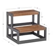 Linon Benny Sturdy Wood Bed Steps Minimalist Style Iron Frame in Gunmetal Gray